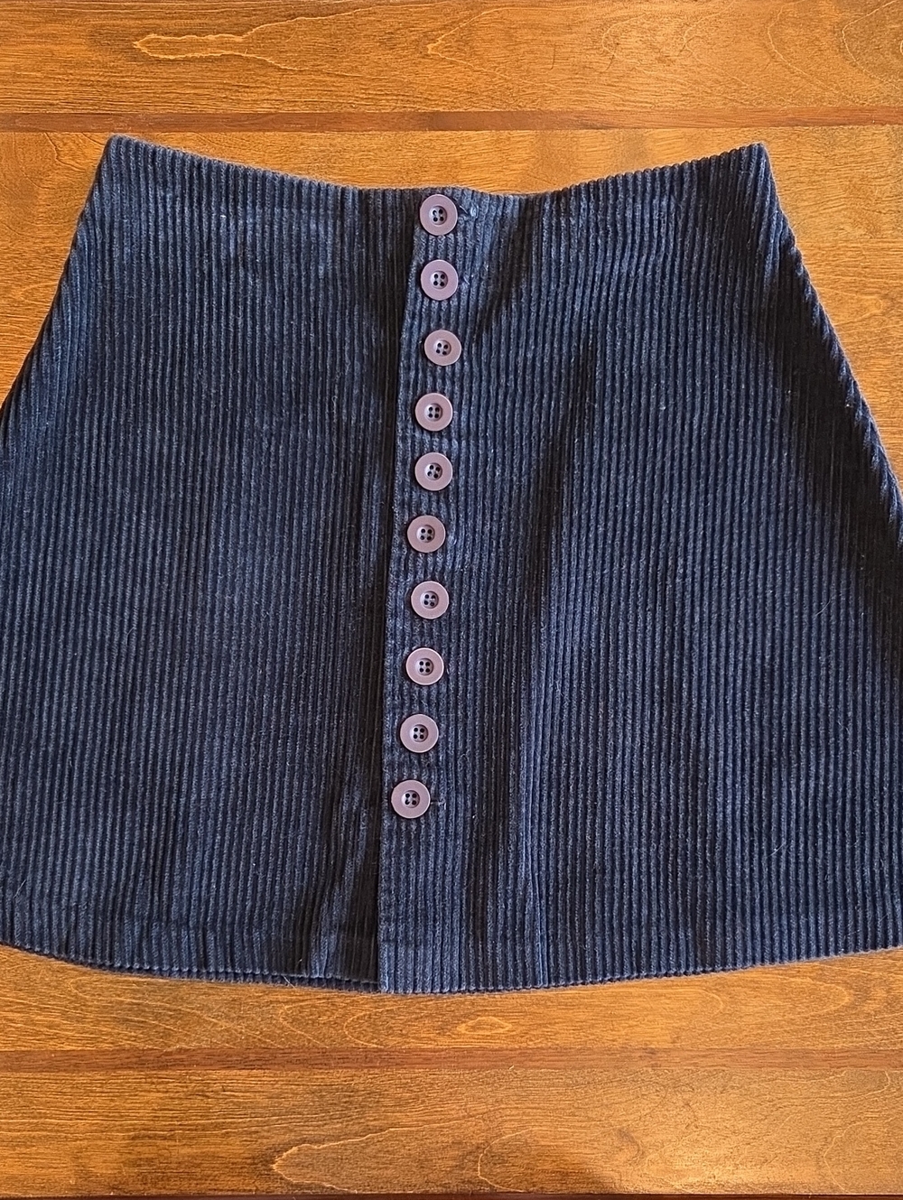 Vintage 90s Compagnie Internationale Express Navy Corduroy Button Skirt 7/8